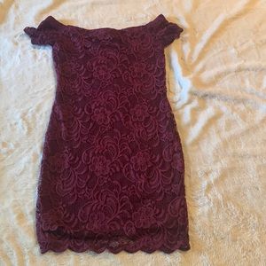 Maroon red flower dress